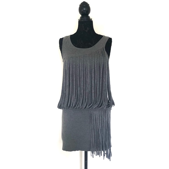 RACHEL Rachel Roy Dresses & Skirts - Gray Sleeveless Fringed Dress